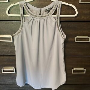 Express Gray Sleeveless Dressy To Casual Top Decorative Beading NWOT
